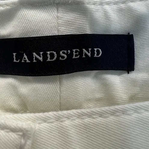 Lands' End Cropped Pants Flat Front Crop Leg Pocket Cotton Basic White Size 16