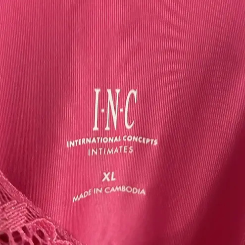 INC Lingerie Lace Trim Cutout Back Chemise Nightgown Foxy Pink Size XL
