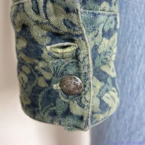 Marsh Landing 100% cotton floral print green blazer, size L