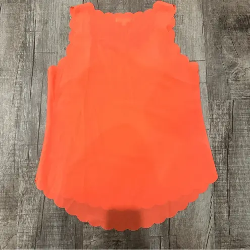 MINE Scalloped Sleeveless Tank Top Blouse Orange