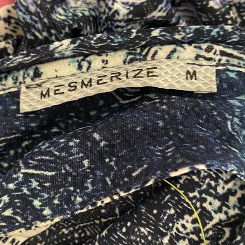 Mesmerize Womens Halter Tank Top M Blue White Allover Print Beach Bust 38” Size M