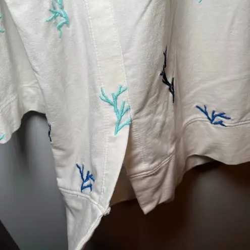 Nic+Zoe plus size coral reef embroidered white beachy v-neck tunic top size 1X