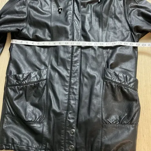 Jacqueline Ferrar i Genuine Leather Size Small Hooded Snap Sleeves Vintage