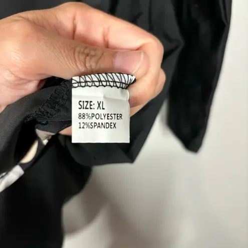 Floral Long Sleeve Swim Dress Size XL Black