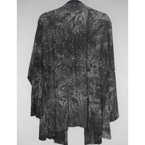 Avenue NWT  Smokey Gray Satiny Multicolor Sequins Embroidery Jazzy Cardigan 22/24