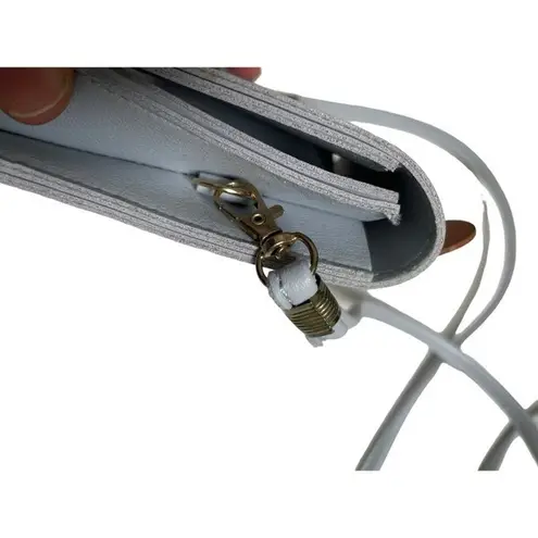 None EUC Cat Lanyard Crossbody Light Grey w/ Brown & Black Ears & Squishmallow Charm