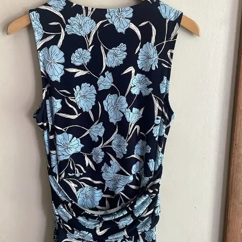 Jason Wu J Sleeveless Peplum City Twisted Knot Knit Top Blue Floral