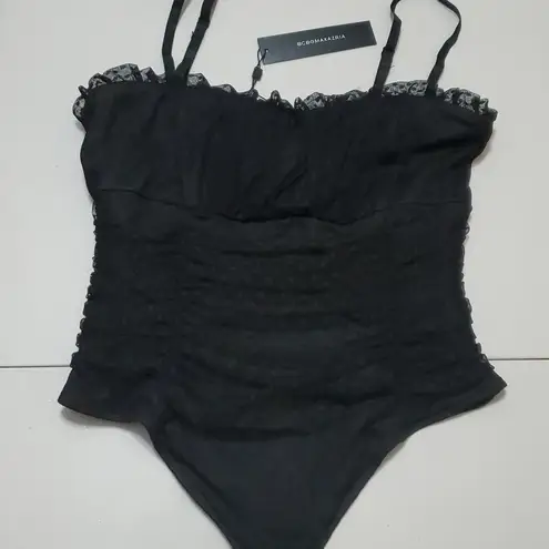BCBGMAXAZRIA NWT  BLACK TULLE BODYSUIT W/ADJUSTABLE STRAPS &SNAPS IN CROTCH SZ LG thumbnail 7