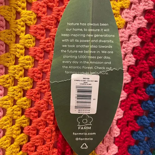 Farm Rio NWT Striped Scarf Crochet Midi Multicolor Skirt S