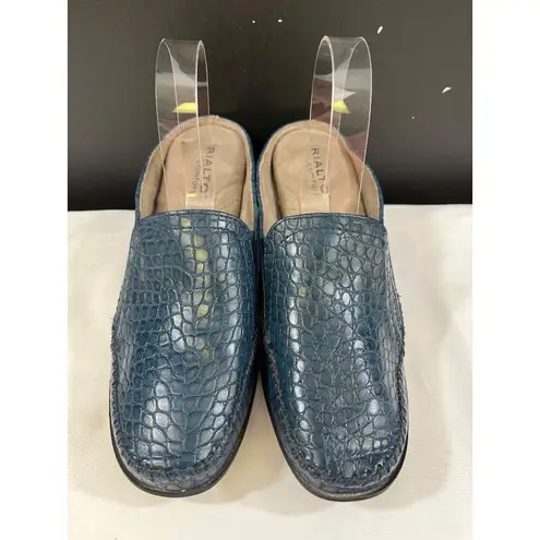 Rialto Comfort Vette Womens Blue Croc Print Mules Size 9.5M SKU 6421