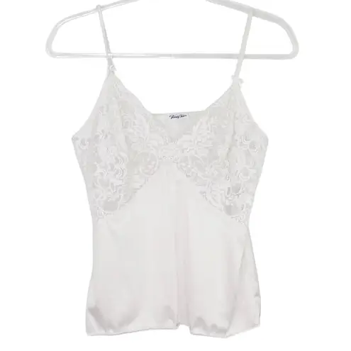 Vanity Fair 1970s Vintage White Lace Camisole Top Boudoir Coquette Size 36/42