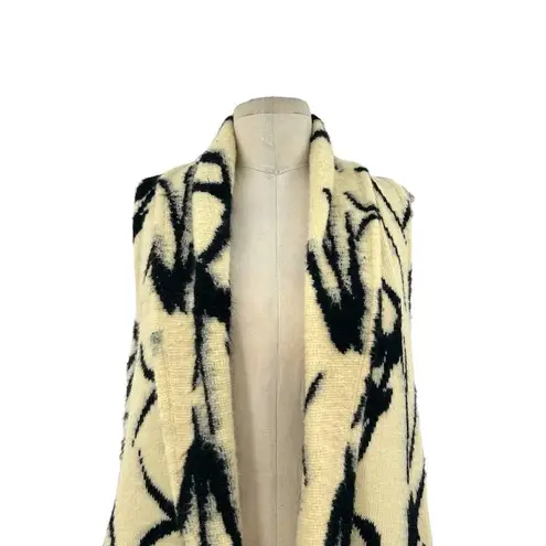 Rory Beca Cream & Black Bird Print Sweater Knit Vest Size Small