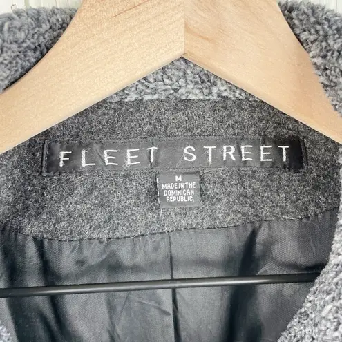 Fleet Street Women's Wool Pea Coat Grey Button Front Faux Sherpa Collar Medium