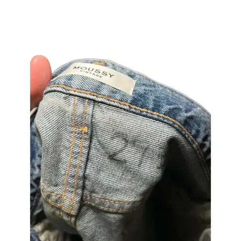 Moussy Vintage Jean Shorts High Waisted Distressed Size 27 Blue