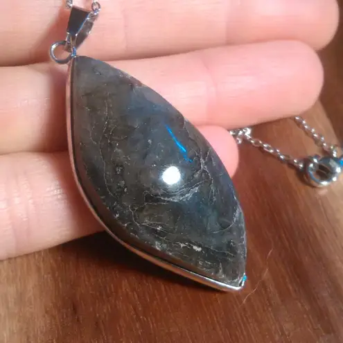 Malagasy Labradorite Stainless Steel Pendant Necklace