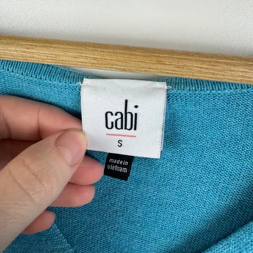 CAbi Hop to Knit Hoodie Small Blue V-Neck Pullover Sweater Comfy Cotton Blend
