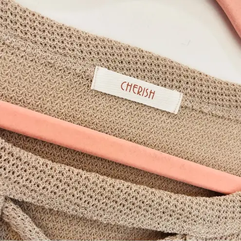 Cherish Boutique  waffle knit tunic blouse size Medium tan oat