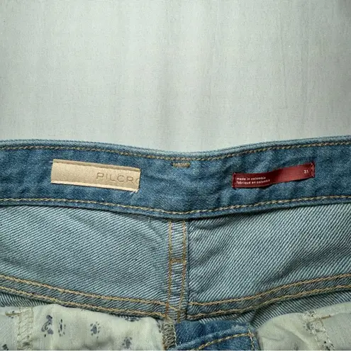 NWT Pilcro Women's Boho Grunge Wide Leg Fray Hem Denim Jeans Size 31 Cotton Blue