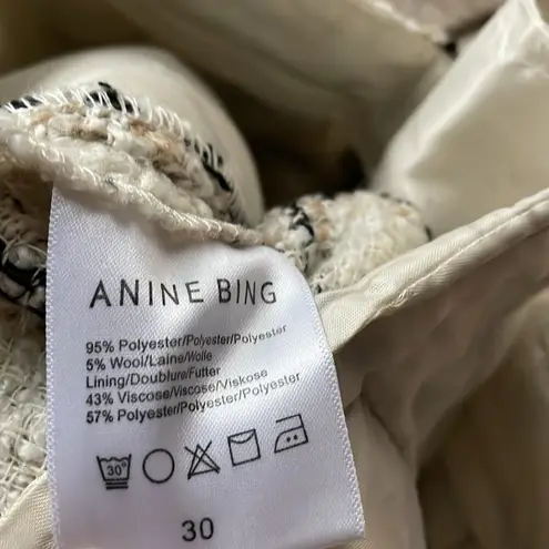 ANINE BING Becky Tweed Short In Beige Plaid