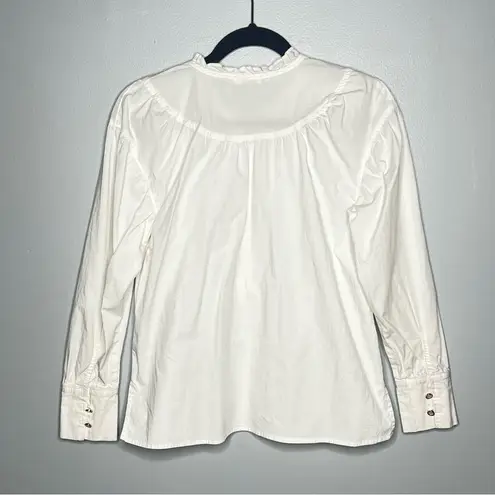 Spartina 449 Elsie White Ruffle Collar Blouse Cotton Long Sleeve Button Front S