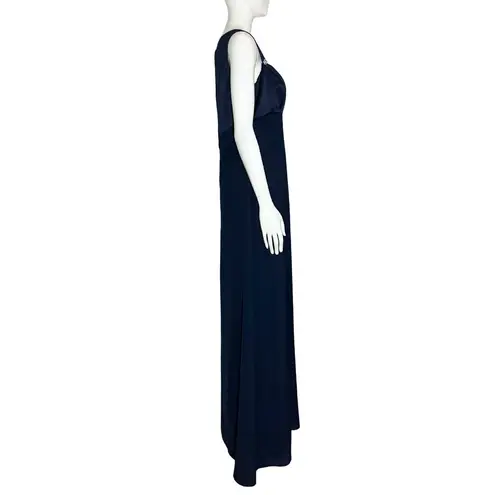 Alfred Angelo Vintage 90s Navy Long Formal Prom Dress Empire Waist Classic Black Tie Medium 8