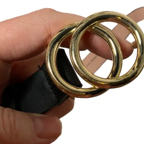 H M black faux leather gold tone double circle belt Small 14 From Candice
