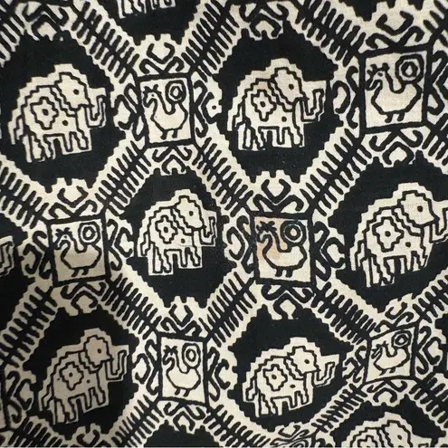 Vermont Country Store button maxi dress Elephant print black white size medium