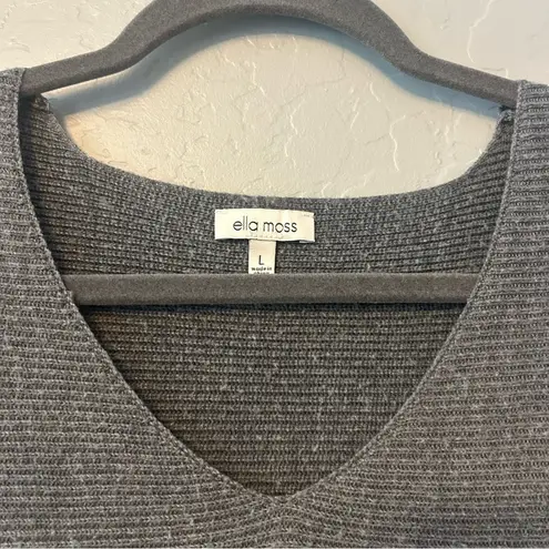 Ella Moss charcoal gray v-neck ribbed pullover sweater size large
