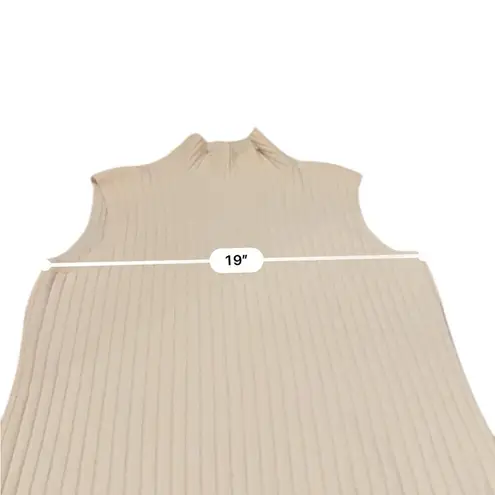 Lafayette 148 100% Cashmere Off White Cream Ribbed Sleeveless Turtleneck Sweater