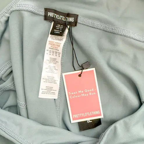 Pretty Little Thing  Womens Leggings Sz 12 Steel Blue Stitch Detail‎ Activewear Gym