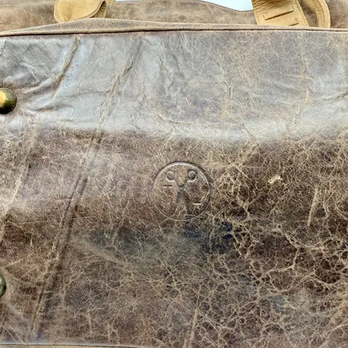 American West TrueLu Brown Leather Tote Bag Purse Denim Lined Shoulder Bag