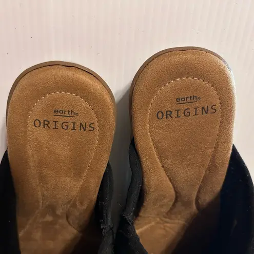 Earth Origins Celina black suede side mules block heel women size 11 M