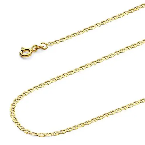 Tehrani Jewelry 14k Real Gold 1.4mm Flat Mariner Chain necklace | Italian Made chain | Italian Gold chain | Made in Italy | 14k Solid Gold Mariner |