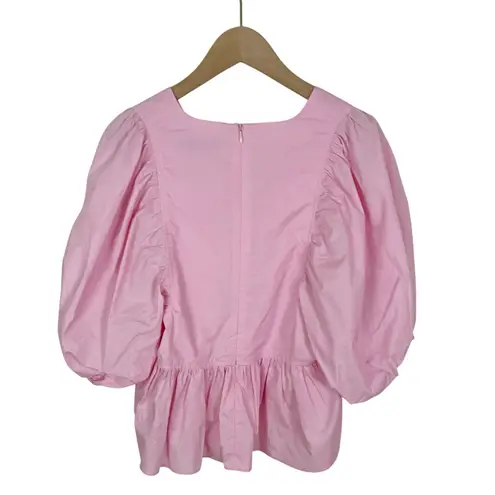 Hunter Bell Landry Puff Sleeve Peplum Top in Light Pink Size XS