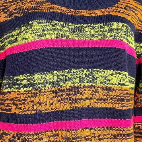 Derek Heart  Crewneck Striped Long Sleeve Sweater Dress XL Blue Magenta
