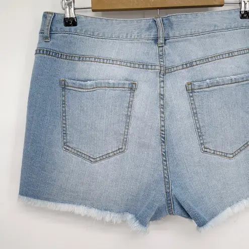 Forever 21 Y2K  Lace-up Jean Shorts Women's Size 12 Light Blue Distressed Denim