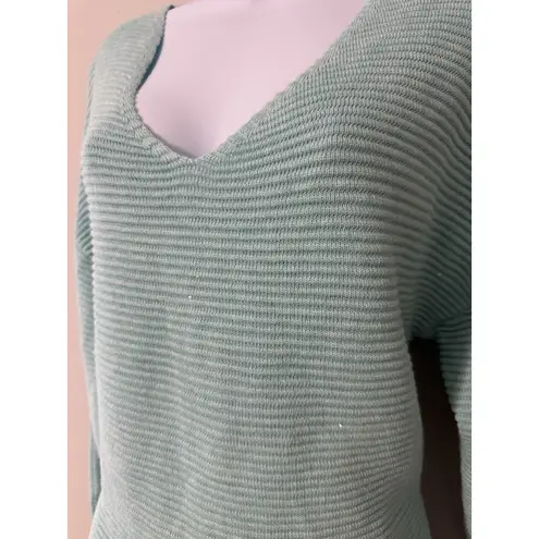 Tommy Bahama  Bonita Corded Ottoman Sea Glass Drop Shoulder Ribbed Sweater Size M