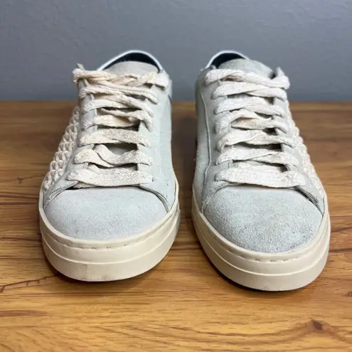 P448 Jack Macrame Lace Up Sneakers Womoens Size 39 EU 8.5 - 9 US Gray Ecru - Image 3