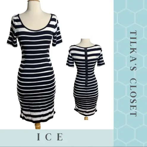 #18 Ice Striped Dress, Size 4 Black