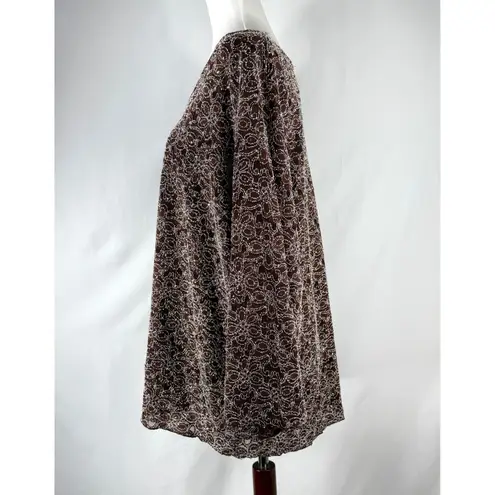 Maggie Barnes Vintage Brown Tunic Top White Micro Beaded Size 3X Glam Party