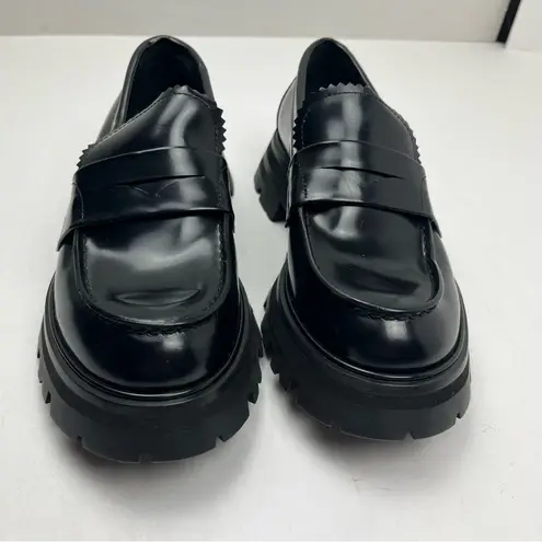 Alexander McQueen Wander Polished Leather Loafer Chunky Black US 6.5B 6.5 NWOT