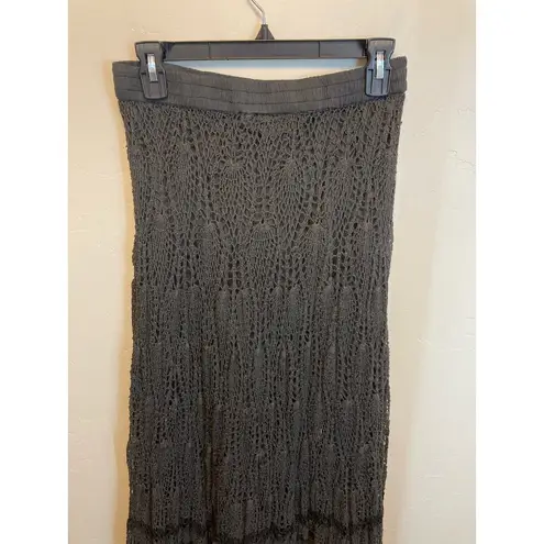 American Vintage Vintage Black Maxi Length Crochet Elastic Waist Boho Skirt Size Small