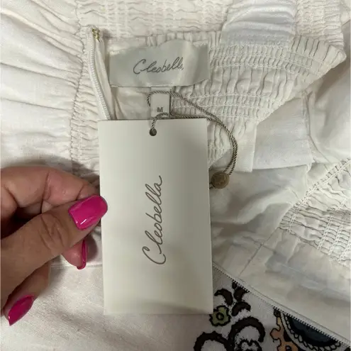 Cleobella Jolene Veneto Paisley Ivory Ankle Midi Linen Dress Boho Indie Cottage