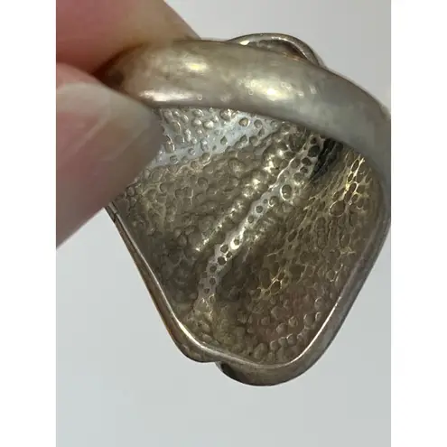 Signed Sterling Silver Modernist Sculptural Wave Statement Ring Size 8.5