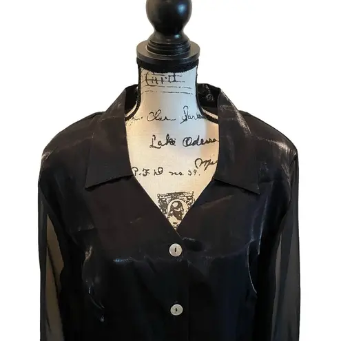 Piacere Chiffon blouse Metallic Black Plus Size 24 Sheer Sleeves Formal Dazzle