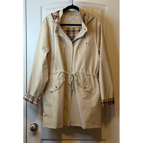 Polydeer New Beige Plaid Lined Hooded Raincoat/Boots 2X Set Drawstring Waist Tan Size XXL - Image 3