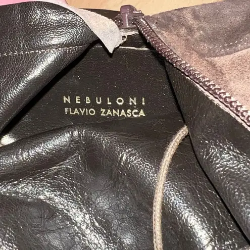 Flavio Zanasca Brown Suede Leather Lace Up Heeled Italian Designer Boots 8.5