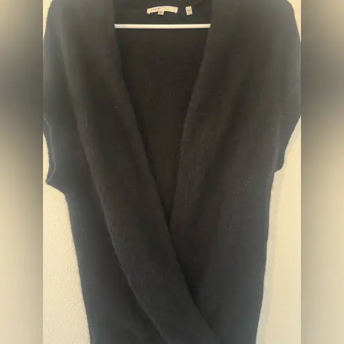 Vince  Black Alpaca Wool Cashmere Blend Faux Wrap Sleeveless Sweater Top Small