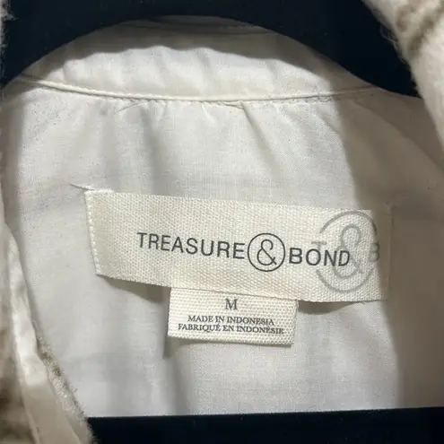 Treasure & Bond NWT$129 Womens Plaid Puff Sleeve Shirt Jacket Ivory Carsonpane M