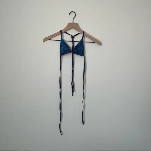 Sparkly Blue Bikini Top Blue Size XS